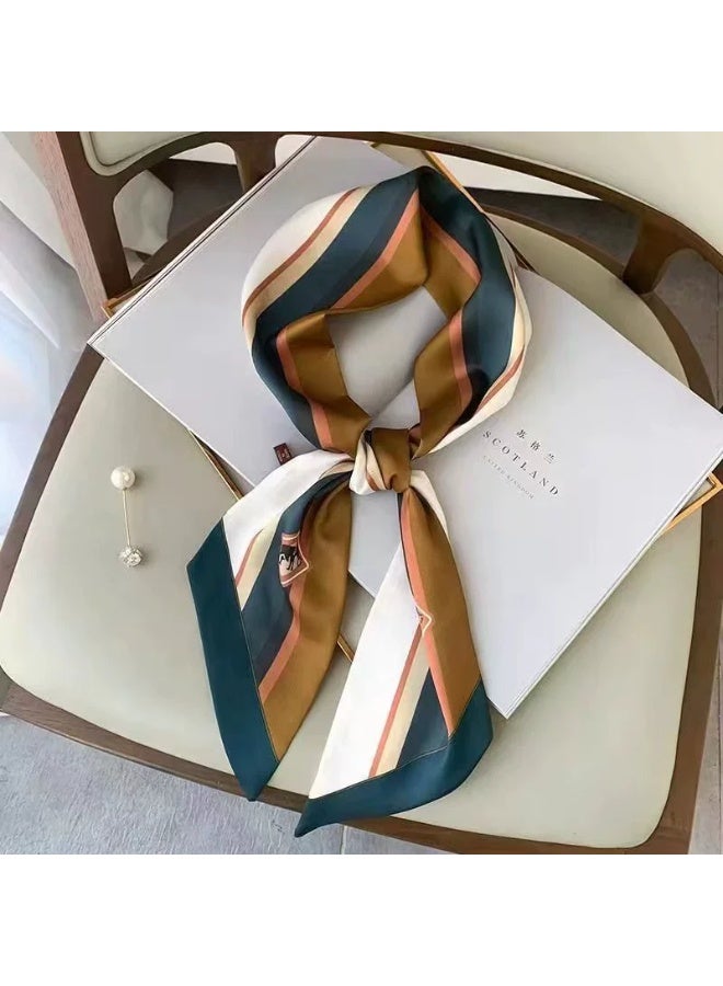 59" Polyester Satin Head Scarf Women's Fashion Square Neck Hair Scarves Bag Accessory Gift 59 * 5.9” - Image 5