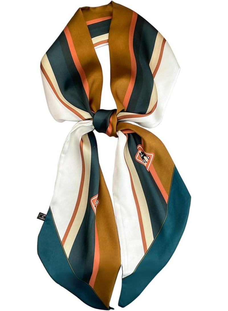 59" Polyester Satin Head Scarf Women's Fashion Square Neck Hair Scarves Bag Accessory Gift 59 * 5.9” - Image 1