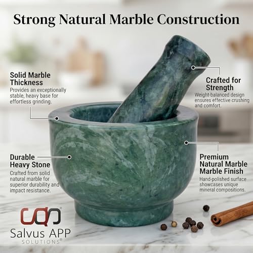 Salvus App SOLUTIONS Green Marble Imam Dasta 3 Inch – Okhli Musal Mortar and Pestle Set | Kharal Khalbatta Herbal Crusher for Kitchen, Spices & Ayurvedic Use (3x2 Inch) - Image 5
