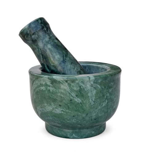 Salvus App SOLUTIONS Green Marble Imam Dasta 3 Inch – Okhli Musal Mortar and Pestle Set | Kharal Khalbatta Herbal Crusher for Kitchen, Spices & Ayurvedic Use (3x2 Inch) - Image 1