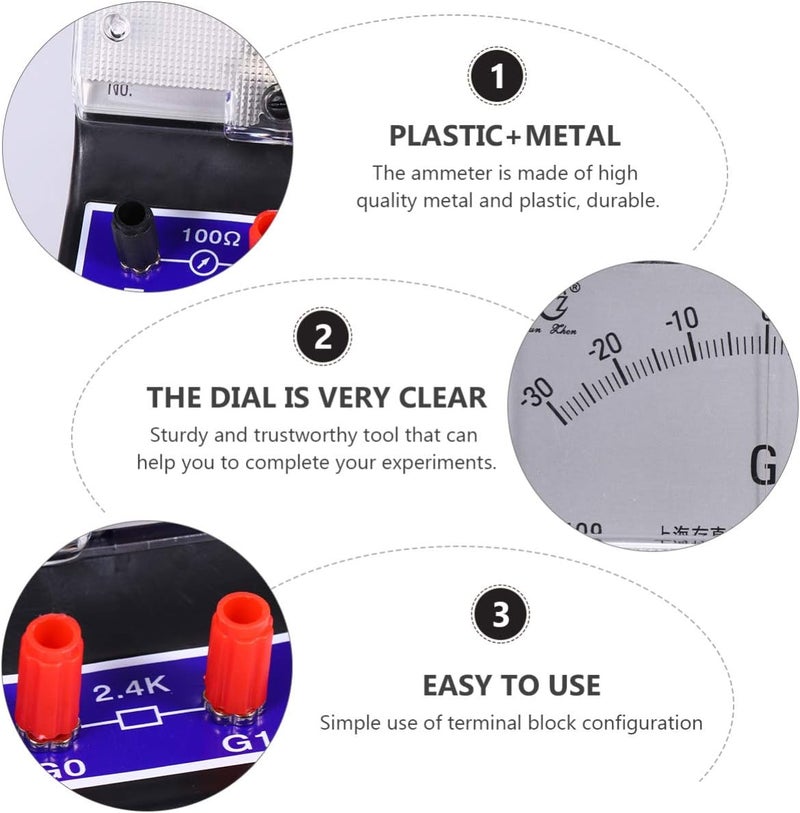 klarako Analog Ammeter Pointer Type Electrical Current Ampere Tester Amperemeter Microammeter Galvanometer for Lab - Image 3