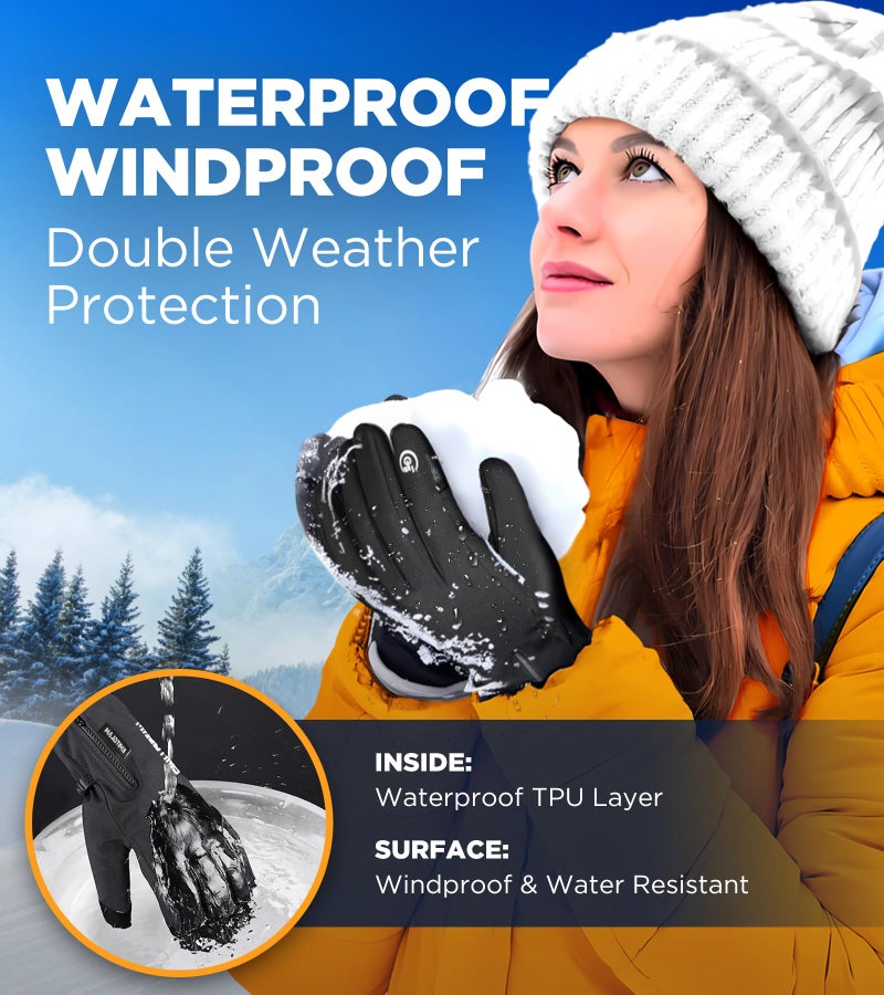 UMEWARM -10â„‰ Waterproof Winter Gloves Men, Touchscreen Fingers Snow Ski Gloves Women, 5-Layer Touch Screen Cold Weather Gloves - Image 3