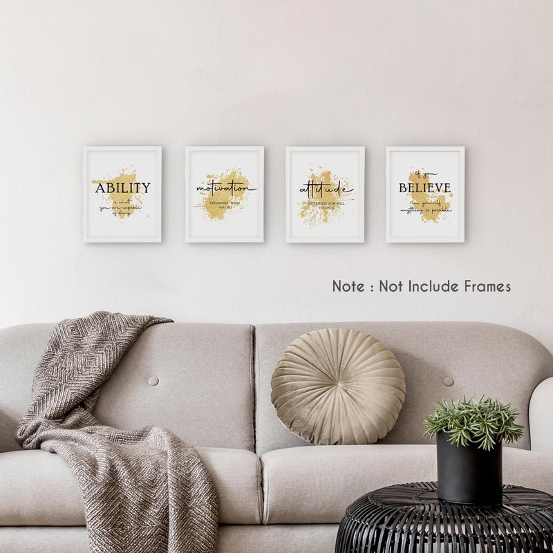 HRQKO Office Gold Inspirational Wall Art Poster Prints Set of 4, Motivational Wall Art, Modern Gold Artwork Prints Posters Wall Decor, Affirmations Prints for Office Women Men 8â€x10â€ Unframed - Image 2