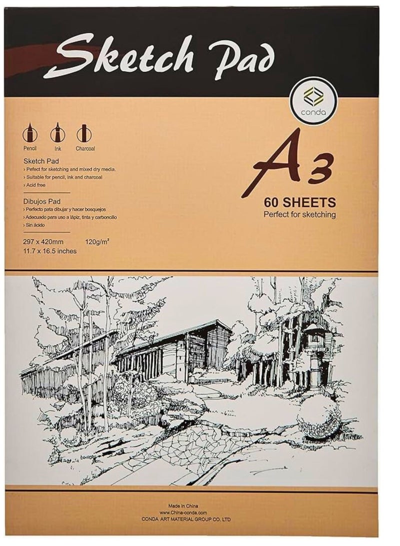 Conda A3 Size 60 Sheets Sketch Pad 120gsm - Image 1