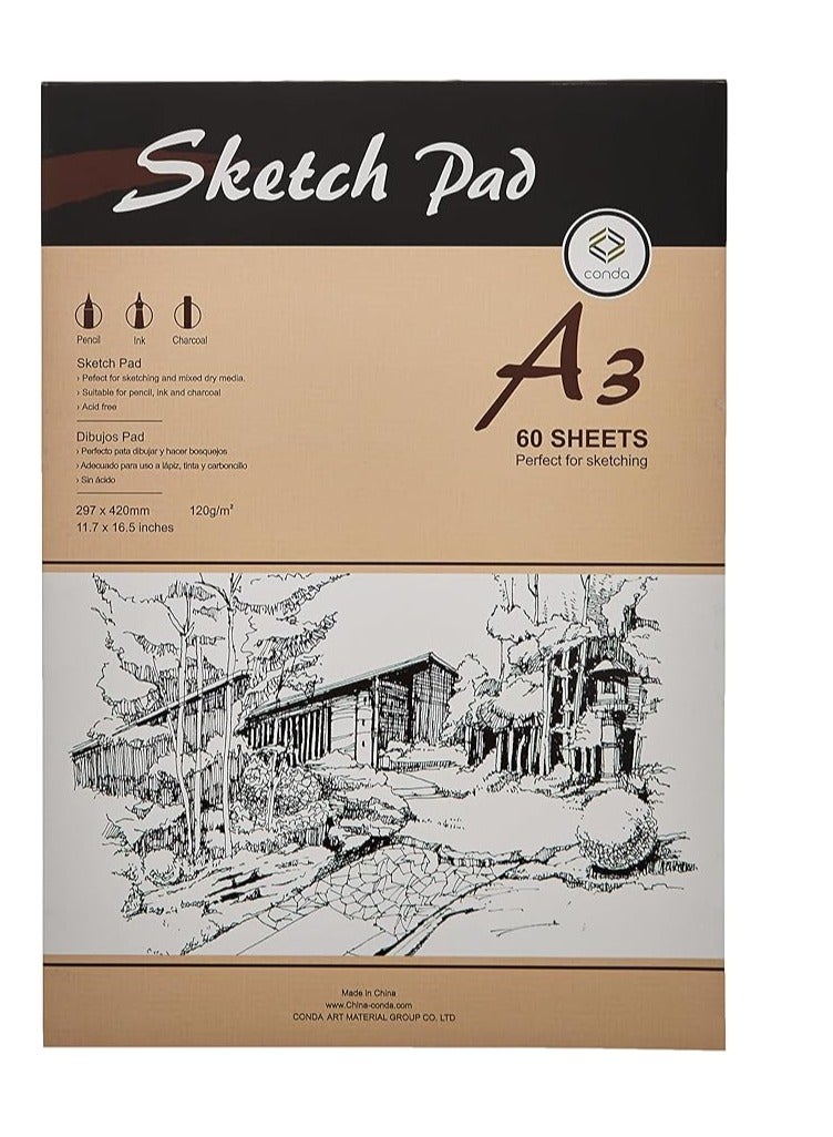 Conda A3 Size 60 Sheets Sketch Pad 120gsm - Image 2