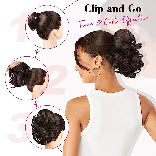 REECHO 9" Short Ponytail Extension, Classic Loose Curly Wavy Claw Clip Pony tails Hair Extensions HP001 Hairpieces for Women - Honey Blonde with Highlights - Image 5