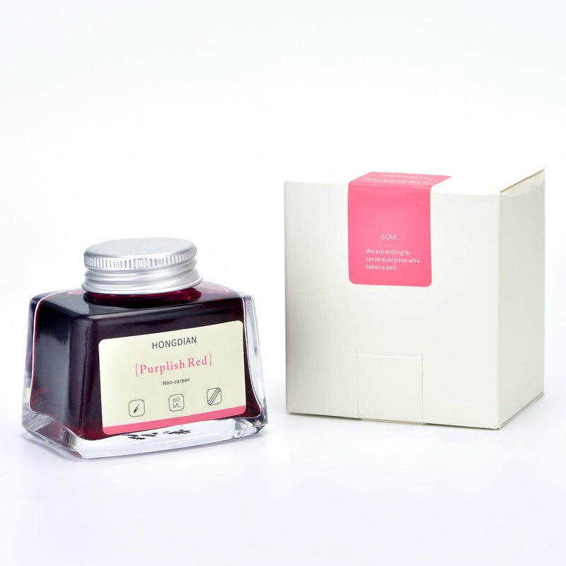 Asvine Hongdian Fountain Pen Bottled Ink Purplish Red Color, 60ml Non Carbon Inkwell Bottle, Artist Calligraphy Ink - Image 3