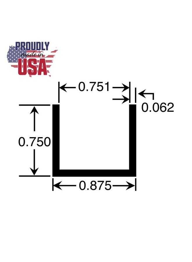 Outwater Mill Finish 3/4'' Inside Dimension Aluminum U-Channel 36'' Length (Pack of 4) Alu947-M C-Channel - Image 2