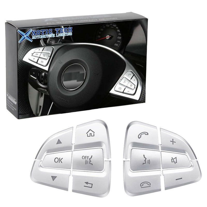 x xotic tech Auto Interior 12 x Car Driver Side Control Button Cover Trim Decor Decoration Compatible with Mercedes CClass W205 20142018 GLC X253 20152019 V Class 20152020Silver