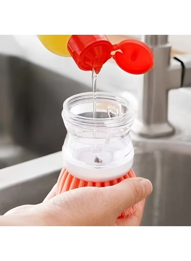 Goolsky 1pc, Kitchen Dishwashing Brush, Pot Washing Brush, Press Out Liquid, Handheld Cleaning Brush, Multifunctional Cleaning Brush, Cleaning Supplies, Cleaning Tool - Image 2