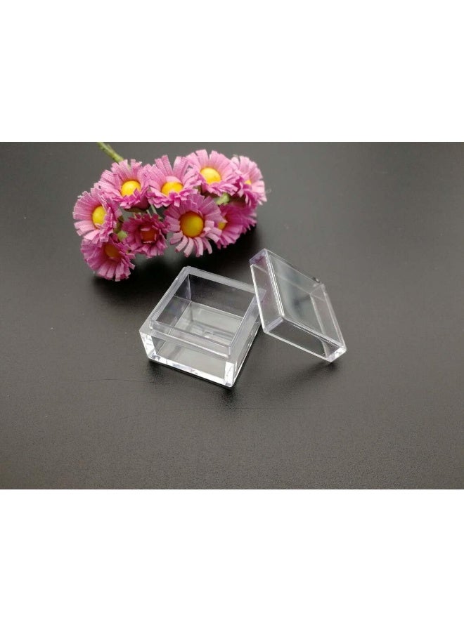 Horoof Home 100pcs Clear Acrylic Mini Storage Boxes – 2x2x1.4 cm – Small Transparent Plastic Containers with Lids for Jewelry, Beads, Crafts & Collectibles  - Image 4