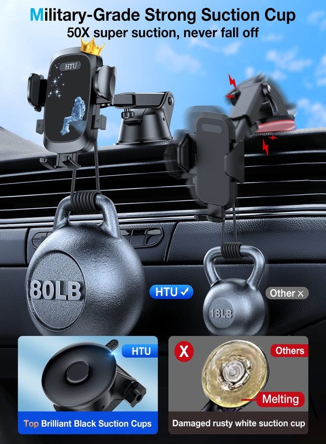 HTU [True Military-Grade] 2025 Upgraded Car Phone Holder 【Safety Certs & No Smell】 Cell Phone Holder for Car Mount for Dashboard Windshield Air Vent Long Arm Thick Case,Navy Blue - Image 2