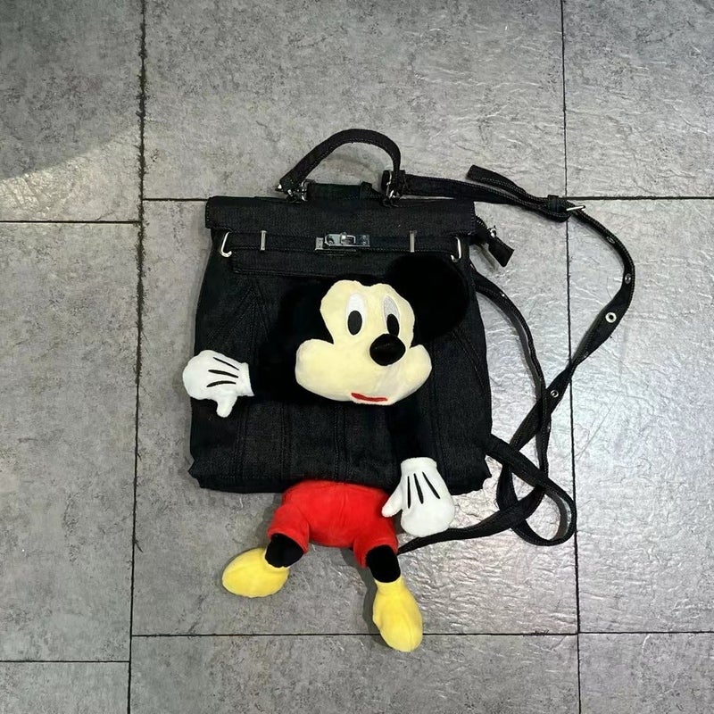 Fashion Bag Women'S Cartoon Mickey Kelly Backpack Kelly Bag Denim Daily Commute Backpack - Image 2