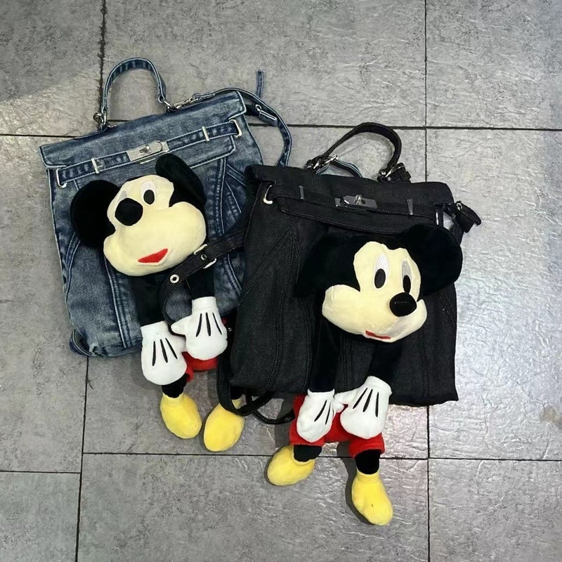 Fashion Bag Women'S Cartoon Mickey Kelly Backpack Kelly Bag Denim Daily Commute Backpack - Image 4