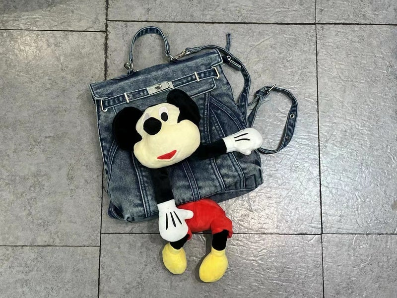 Fashion Bag Women'S Cartoon Mickey Kelly Backpack Kelly Bag Denim Daily Commute Backpack - Image 1