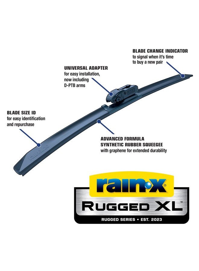 Rain-X 870424 Rugged XL Wiper Blade 24", Windshield Wipers Replacement, Quiet & Durable Beam Design, All Weather Performance & Easy Universal Install, Blade Wear Indicator (Pack of 1) - Image 2