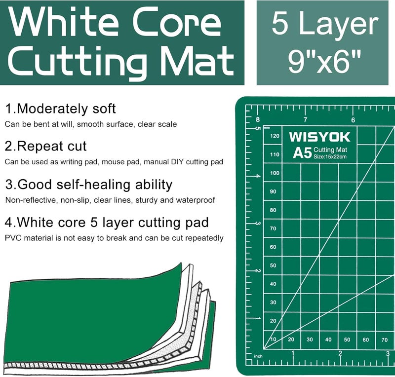 WISYOK 6" x 8" A5 Self-Healing Craft Mat, Small Rotary Cutting Mat for Sewing, Fabric, Ideal for DIY Crafts, Children, Hobbyists - Image 3