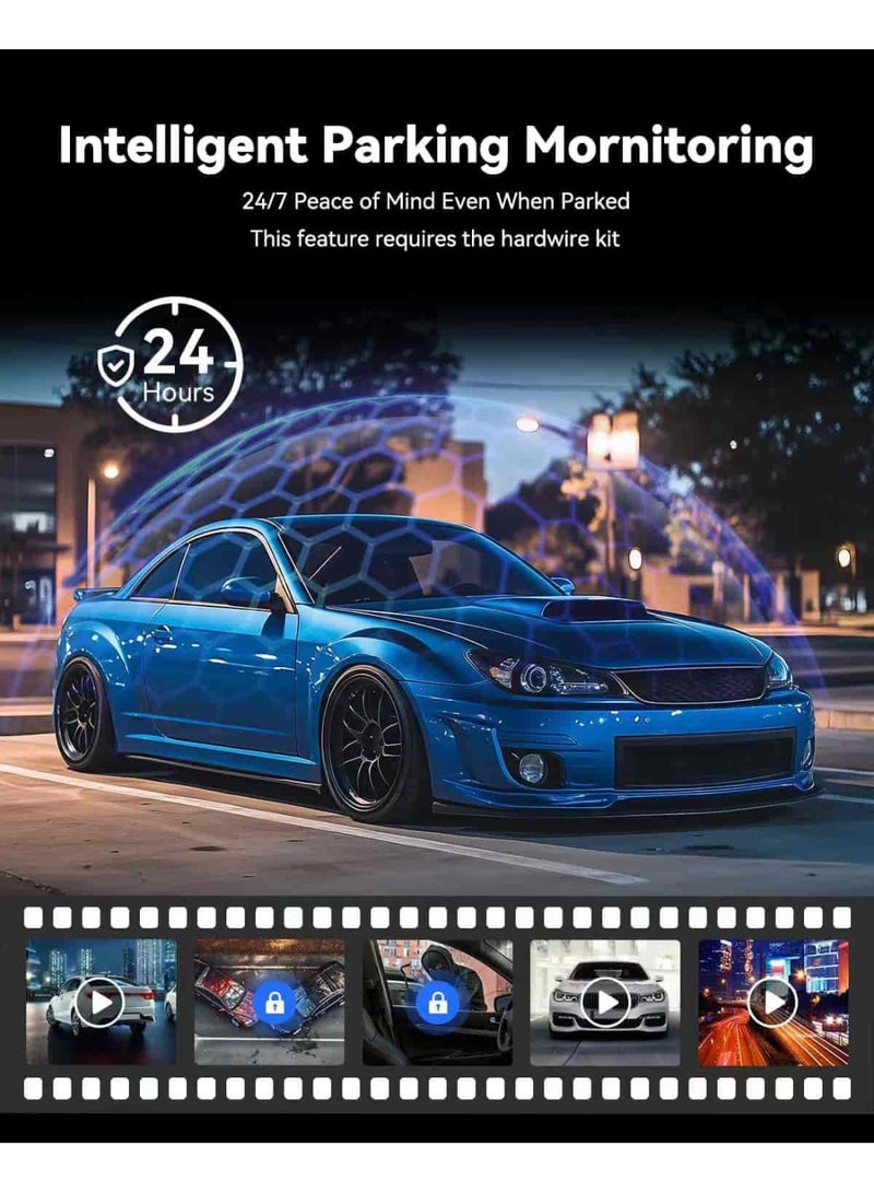 أديلي كاميرا سيارة بدقة 2K QHD بزاوية واسعة 170 درجة وشاشة لمس IPS مقاس 10.99 بوصة، تسجيل متواصل بدون فواصل، تدعم العربية والإنجليزية، بصيغة AVI/JPG - Image 3