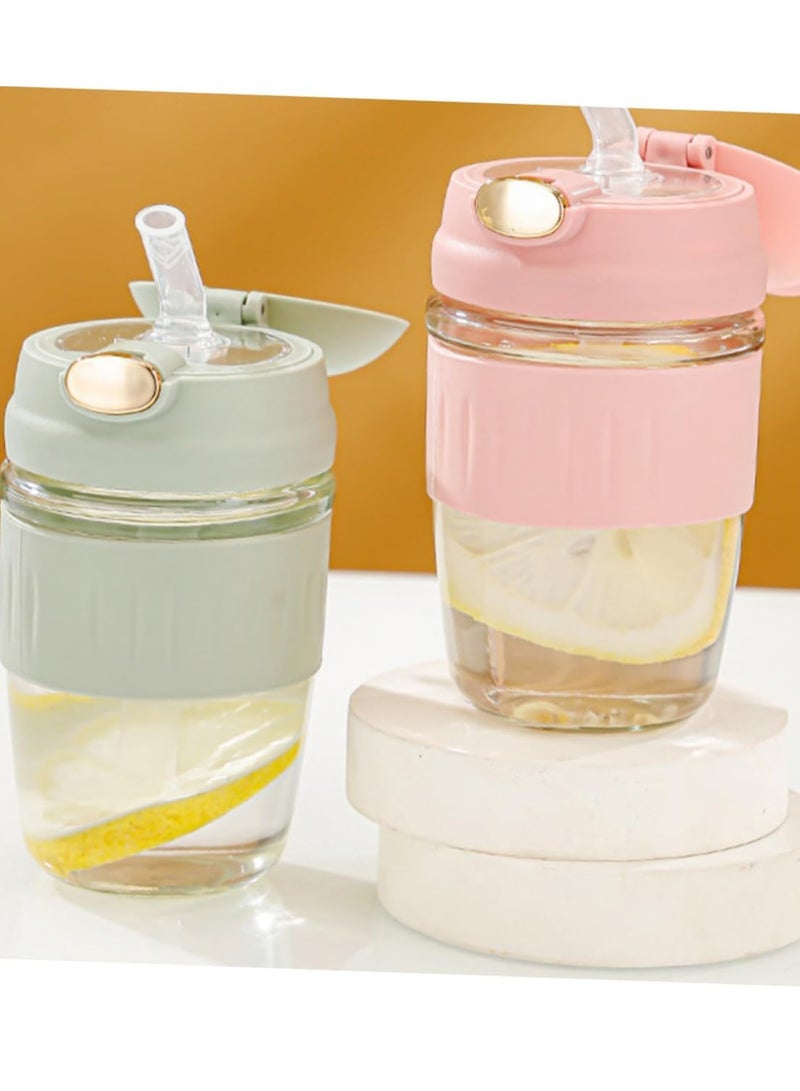 Cute Insulated Coffee Mug - Glass Cup with Lid, Portable Travel Water Bottle for Girls.