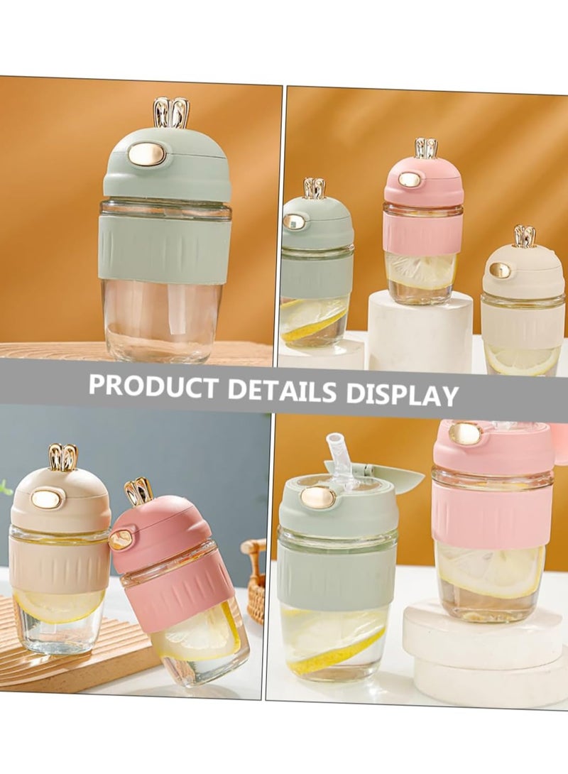 Cute Insulated Coffee Mug - Glass Cup with Lid, Portable Travel Water Bottle for Girls.