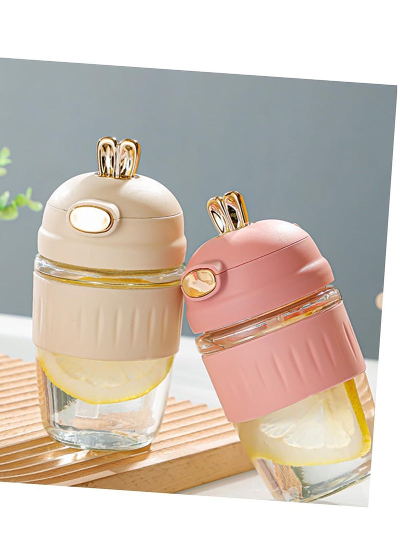 Cute Insulated Coffee Mug - Glass Cup with Lid, Portable Travel Water Bottle for Girls.