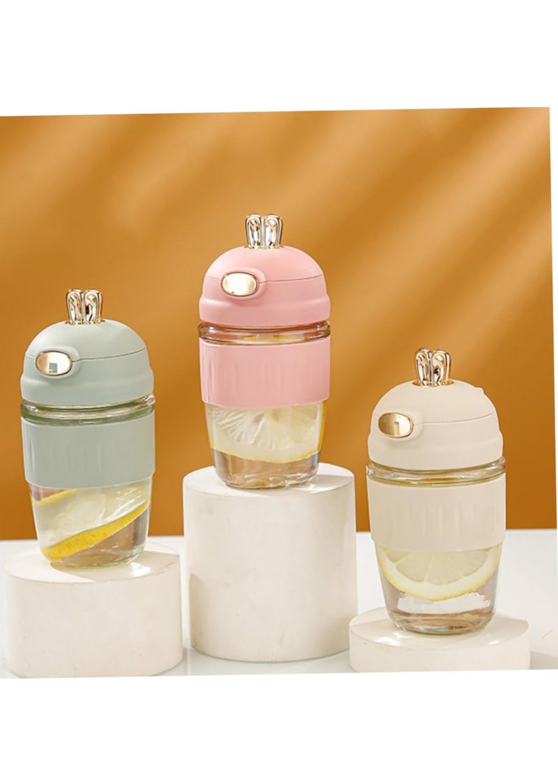 Cute Insulated Coffee Mug - Glass Cup with Lid, Portable Travel Water Bottle for Girls.