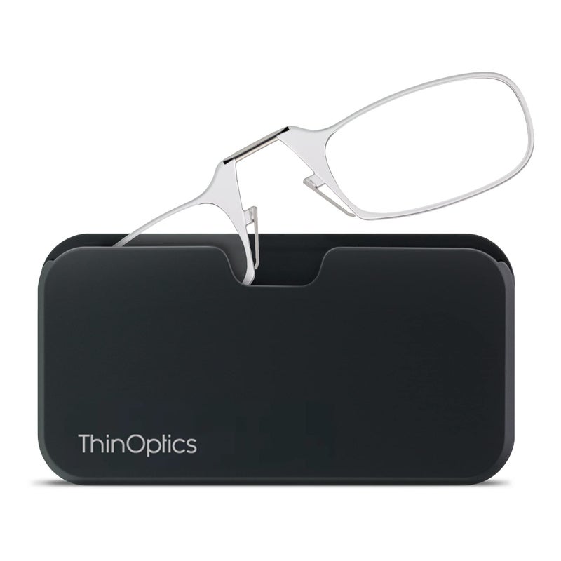 ThinOptics unisex-adult Reading Glasses + Black Universal Pod Case | Clear Frames, 1.50 Strength Readers Clear Frames / Black Case, 44 mm - Image 2