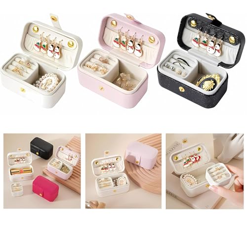 Hian Portable Pink Leather Mini Jewelry Travel Case & Organizer Box – Compact Rectangle Jewelry Storage for Rings, Earrings & Necklaces – Lightweight Travel Pouch for Women & Girls, Pack of 1 - Image 4
