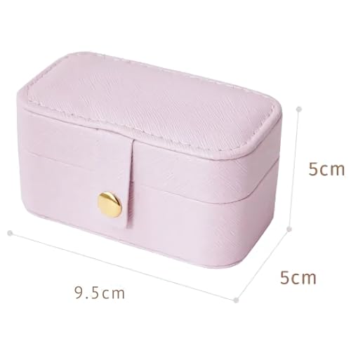 Hian Portable Pink Leather Mini Jewelry Travel Case & Organizer Box – Compact Rectangle Jewelry Storage for Rings, Earrings & Necklaces – Lightweight Travel Pouch for Women & Girls, Pack of 1 - Image 3