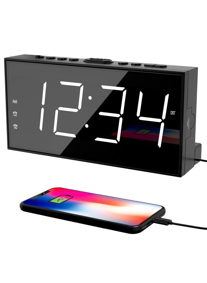 PPLEE ساعة منبه لغرفة النوم 2 منبهات صوت عالي شاشة LED كبيرة قابلة للتوصيل بسيطة أساسية ساعة رقمية مع منفذ شحن USB حجم صوت قابل للتعديل خافتة وظيفة الغفوة للنائمين العميقين الأطفال كبار السن المنزل المكتب - Image 1