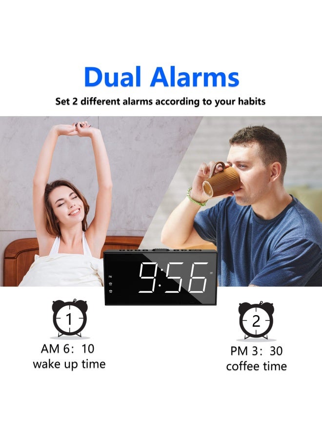 PPLEE ساعة منبه لغرفة النوم 2 منبهات صوت عالي شاشة LED كبيرة قابلة للتوصيل بسيطة أساسية ساعة رقمية مع منفذ شحن USB حجم صوت قابل للتعديل خافتة وظيفة الغفوة للنائمين العميقين الأطفال كبار السن المنزل المكتب - Image 2