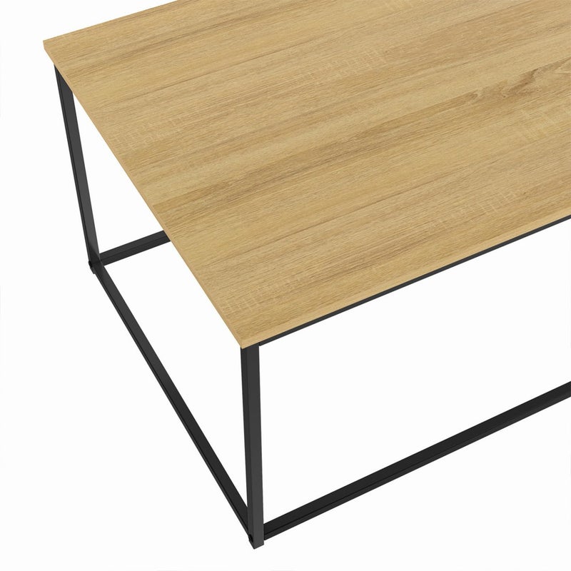 IDMarket - Detroit Rectangular Coffee Table 113 cm Industrial Design Wood and Metal - Image 5