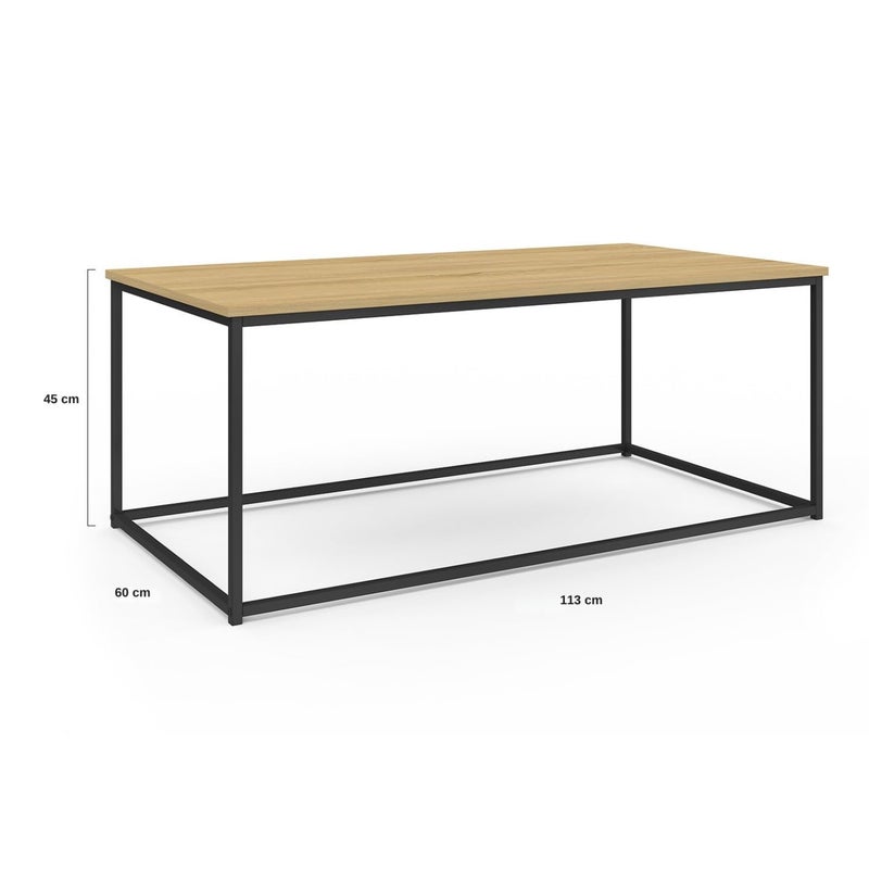 IDMarket - Detroit Rectangular Coffee Table 113 cm Industrial Design Wood and Metal - Image 4