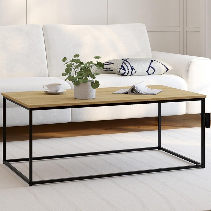 IDMarket - Detroit Rectangular Coffee Table 113 cm Industrial Design Wood and Metal - Image 2