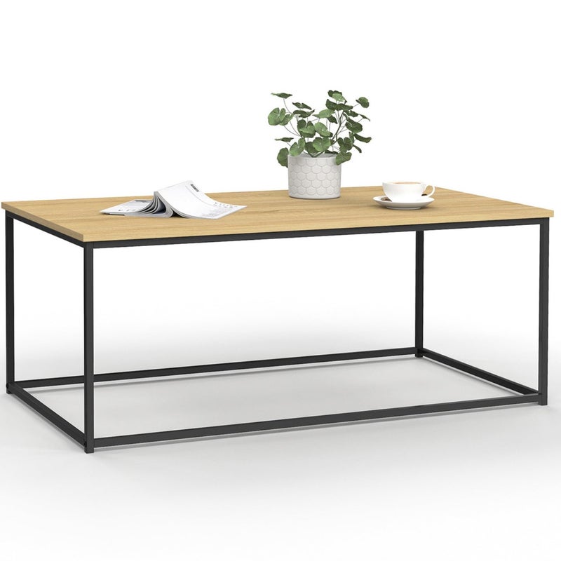 IDMarket - Detroit Rectangular Coffee Table 113 cm Industrial Design Wood and Metal - Image 1