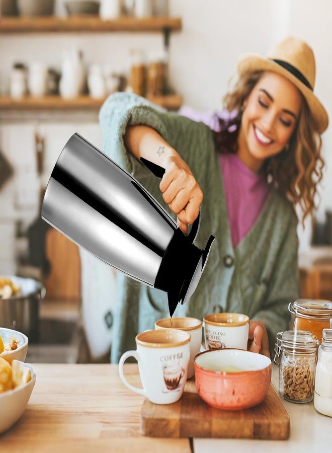 Ysglory 2 PCS 68 OZ Thermal Coffee Carafe Stainless Steel Creamer Pitcher Double Walled Vacuum Insulated Pitcher Thermal Hot Pot Flask with Brushes Thermos for Keeping Hot Coffee Tea - Image 2