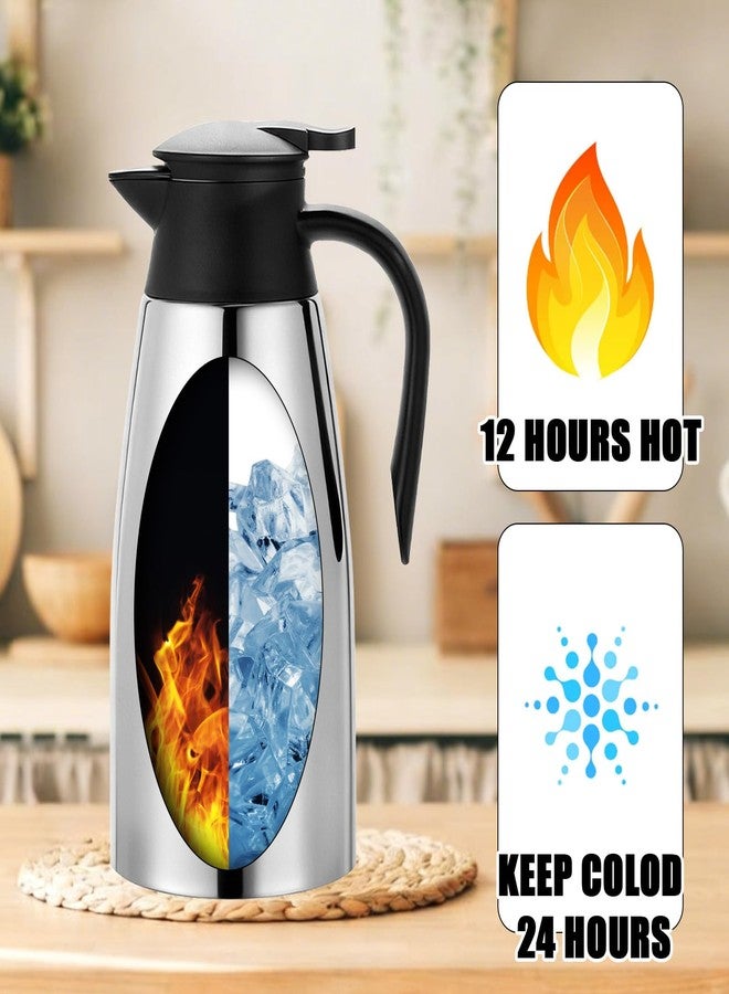 Ysglory 2 PCS 68 OZ Thermal Coffee Carafe Stainless Steel Creamer Pitcher Double Walled Vacuum Insulated Pitcher Thermal Hot Pot Flask with Brushes Thermos for Keeping Hot Coffee Tea - Image 4