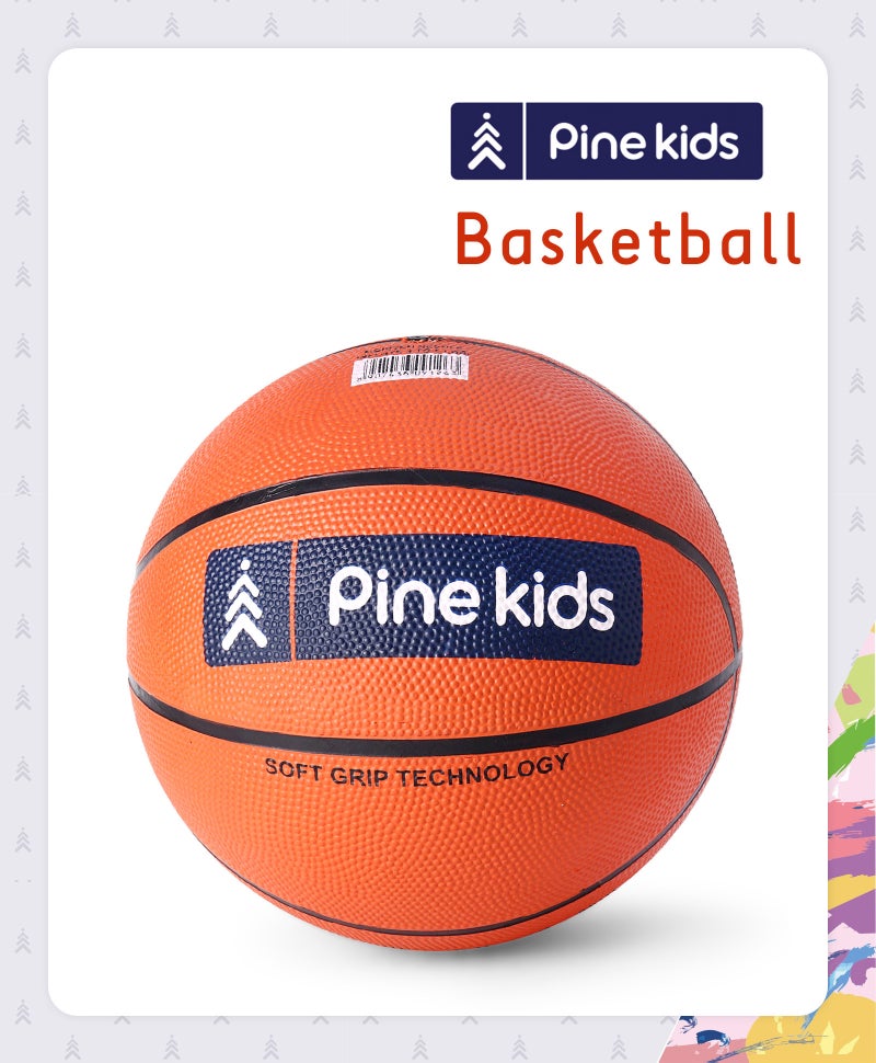Pine Kids Basketball Size 7 - Ultra-Durable Outdoor Rubber for Skill Development, Age 5+, 23cm Diameter - Image 1