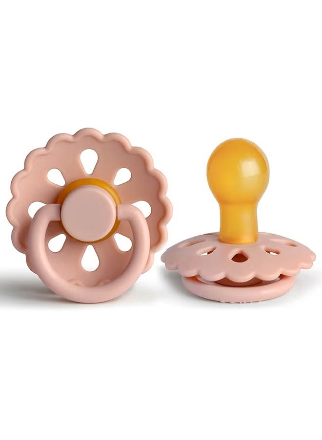 إيكيوك مصاصة أطفال طبيعية من اللاتكس على شكل زهرة، مصاصة أطفال مهدئة على شكل زهرة، آمنة وغير سامة، ناعمة ومريحة، مصاصة أطفال، 0 - 6 أشهر، لون وردي - Image 1