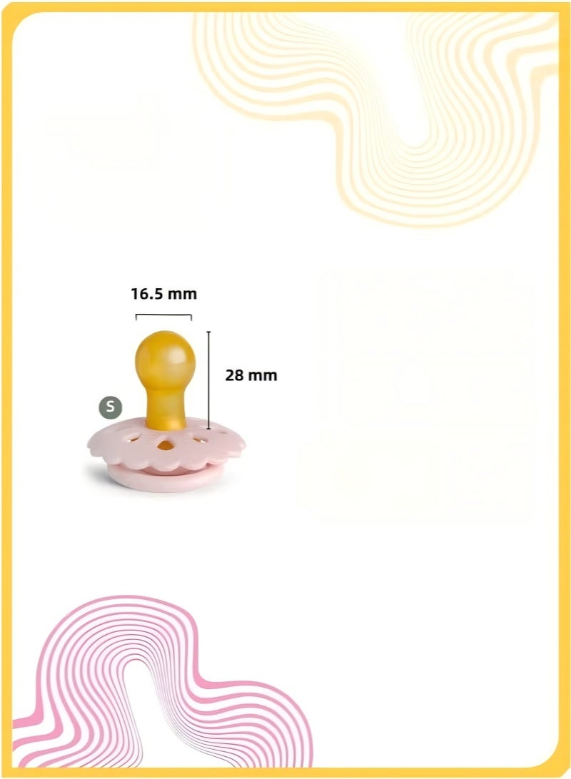 إيكيوك مصاصة أطفال طبيعية من اللاتكس على شكل زهرة، مصاصة أطفال مهدئة على شكل زهرة، آمنة وغير سامة، ناعمة ومريحة، مصاصة أطفال، 0 - 6 أشهر، لون وردي - Image 2