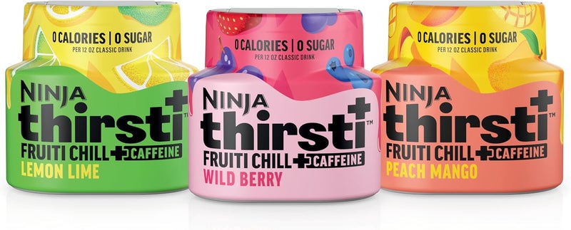 Ninja Thirsti Flavored Water Drops, FRUITI CHILL+ Variety Pack - Bold Fruit Flavor with Caffeine, Zero Calories and Sugar, Makes 17 Drinks - Image 1
