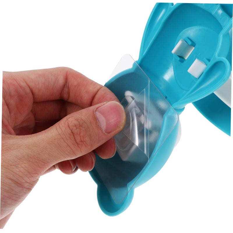 Cartoon Toothbrush Cup Holder Set Wall Mounted No Drill Includes 2 Cups Blue - Image 4