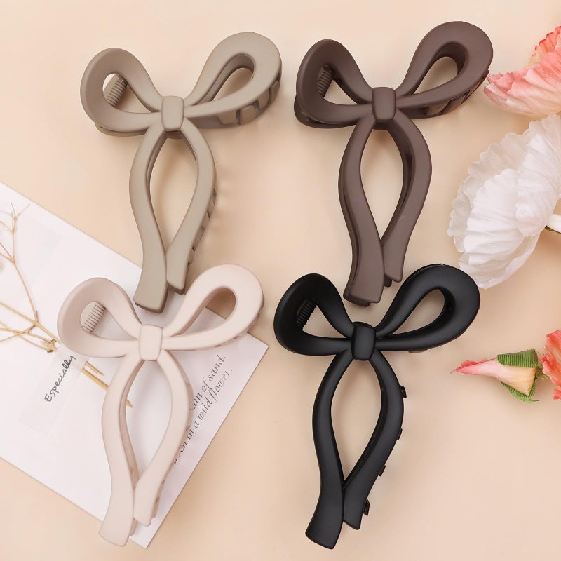 PWEOUKE 4 Pcs Bow Hair Clips Elegant Hair Claw Butterfly Hair Accessories for Girls Nonslip Butterfly Clips Hair Styling Accessories for Women - Image 1
