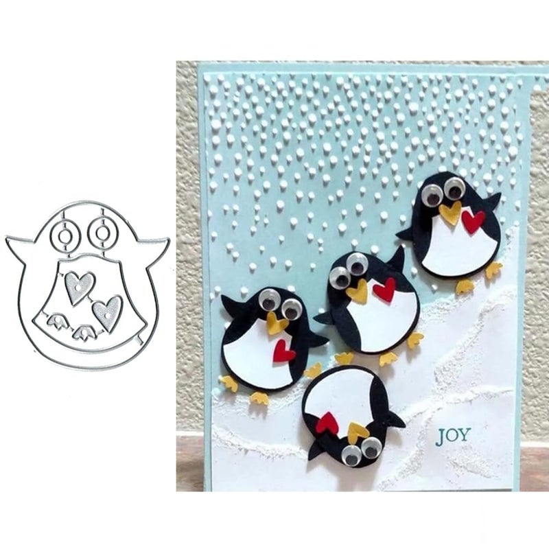 Anxendong Penguin Animal Metal Die Cuts Cutting Dies, Hearts Penguin Cutting Dies Paper Cards Cutting Dies Cut Stencils for DIY Embossing Card Making Book Tags Decorative Paper Dies Scrapbooking - Image 1