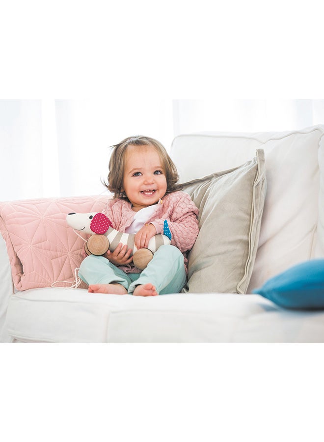 هيب لعبة كلب هابي بعجلات | جرو قماشي ناعم بعجلات | أذن دوارة وعجلات خشبية ناعمة | لعمر 12 شهرًا فأكثر - Image 4