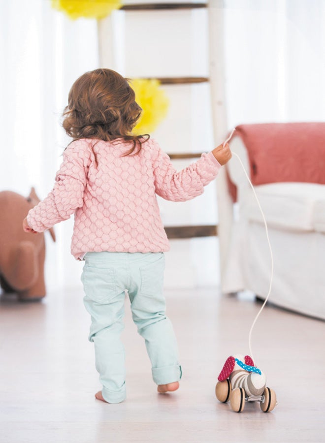 هيب لعبة كلب هابي بعجلات | جرو قماشي ناعم بعجلات | أذن دوارة وعجلات خشبية ناعمة | لعمر 12 شهرًا فأكثر - Image 5