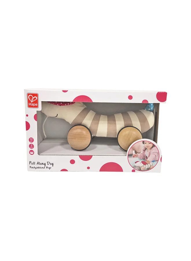 Hape Hape Pull-Along Dog Toy | Soft Fabric Puppy on Wheels | Co-Developed with Eltern Magazine | Rotatable Ears | Smooth Wooden Wheels with Rubber Rims | For 12 Months & Up