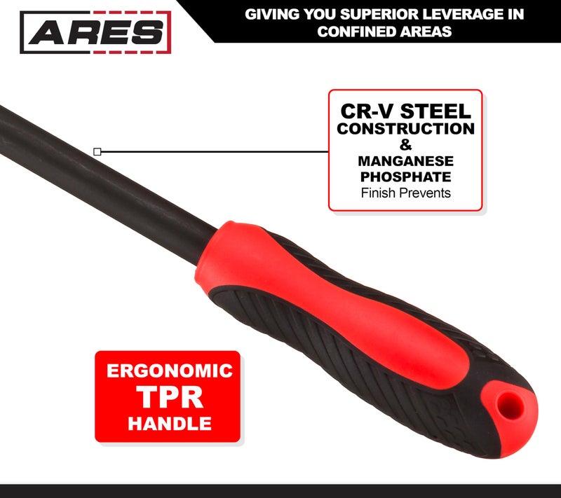 ARES 70184-3-Piece Indexable Pry Bar Set - 11-Position Adjustable Angle Pry Bars - High Strength Chrome Vanadium Steel - Includes 8-Inch, 12-Inch and 16-Inch Indexable Pry Bars - Image 3