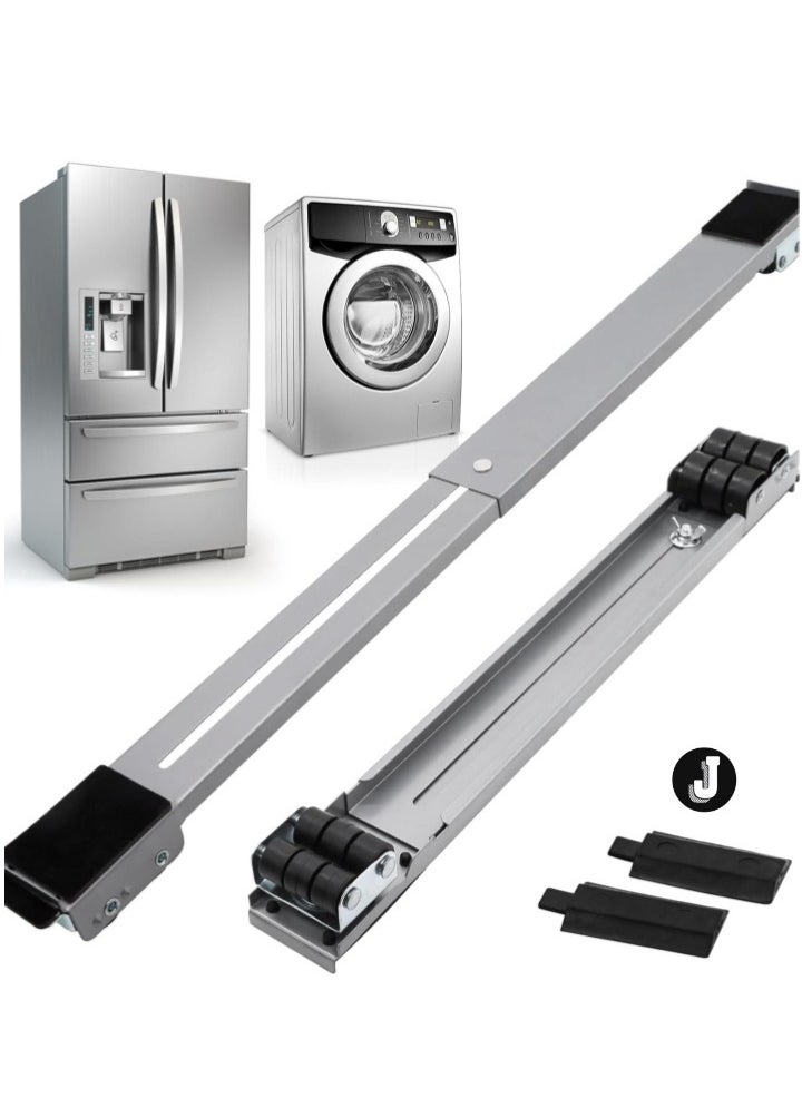 JAJEEK "Universal Extendable Furniture Appliance Rollers with 24 Rollers & Brakes – Heavy-Duty Mover Tools for Washing Machines, Refrigerators, Dryers, Strong Bearing Base, Grey"  - Image 1