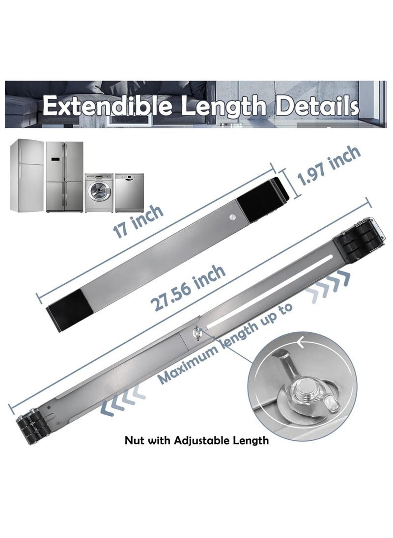 JAJEEK "Universal Extendable Furniture Appliance Rollers with 24 Rollers & Brakes – Heavy-Duty Mover Tools for Washing Machines, Refrigerators, Dryers, Strong Bearing Base, Grey"  - Image 3